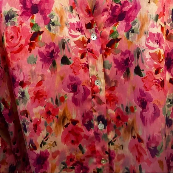 Floral Print Ruffle Shirt - Size Small - Picture 3 of 5